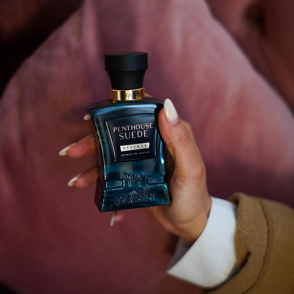 H HABIBI Penthouse Suede Perfume Extract – Unisex 2.5 oz Long-Lasting Fragrance with Amber Notes and Arabian Scent