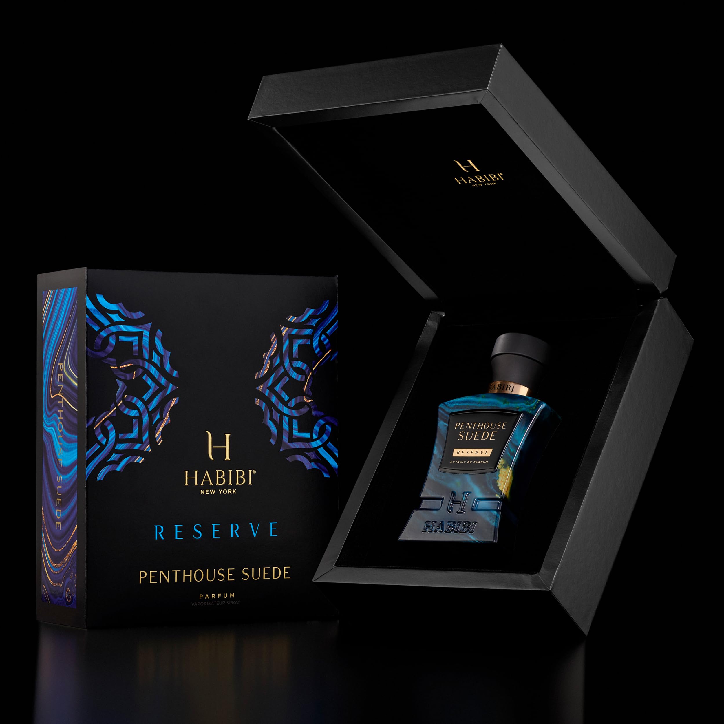 H HABIBI Penthouse Suede Perfume Extract – Unisex 2.5 oz Long-Lasting Fragrance with Amber Notes and Arabian Scent
