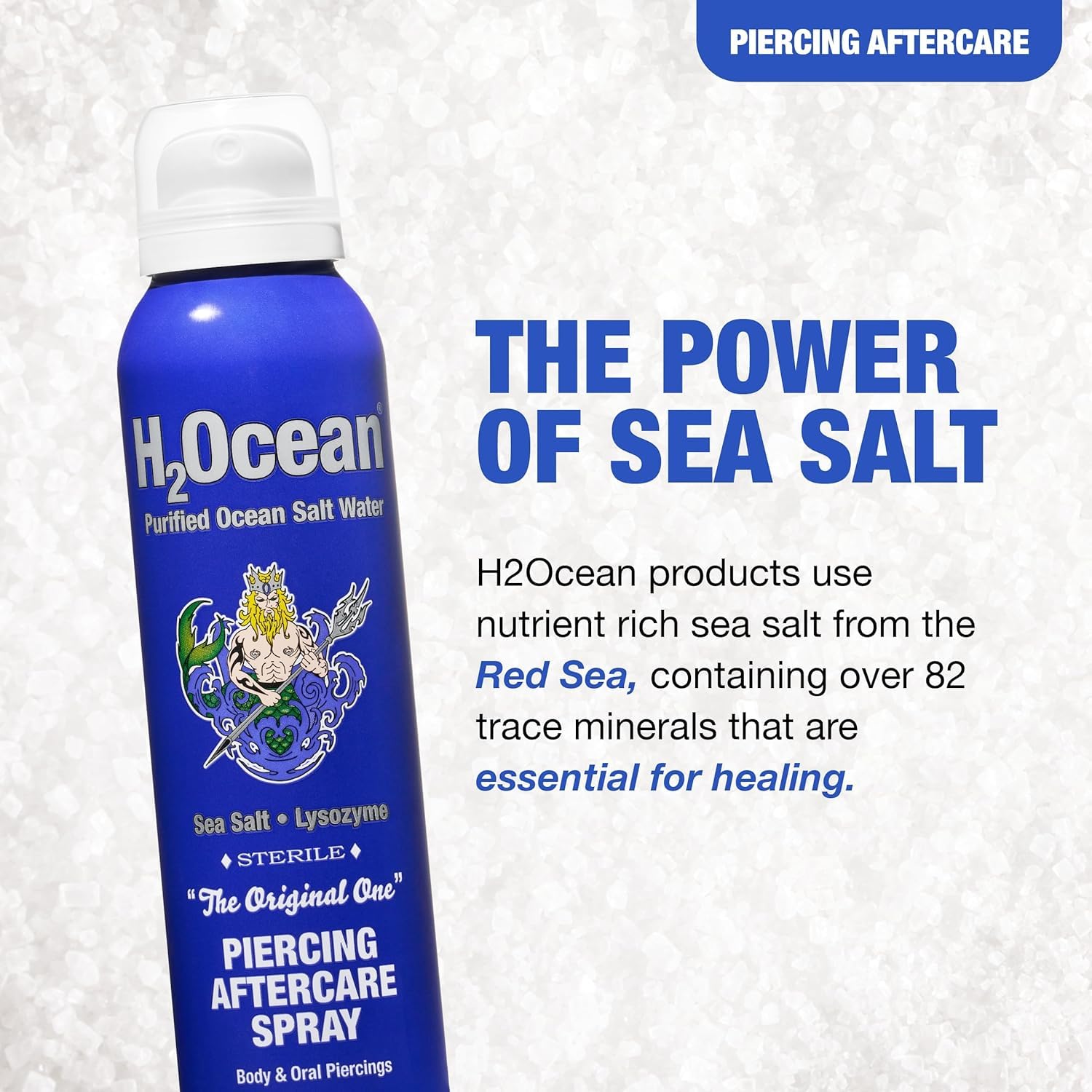 H2Ocean Piercing Aftercare Spray – 2x4oz Saline Cleanser for All Piercings