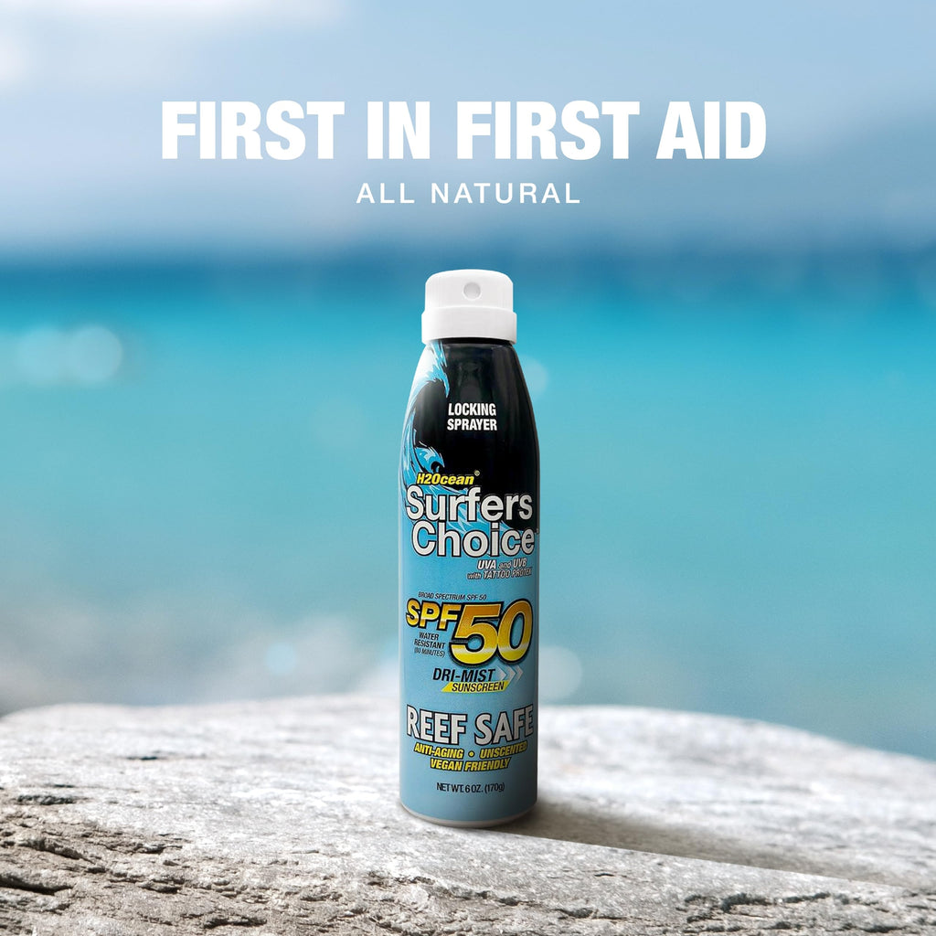 H2Ocean Surfers Choice SPF 50 Spray – 2 Pack, Reef-Safe Quick-Dry Sunscreen for Tattoos & All Ages