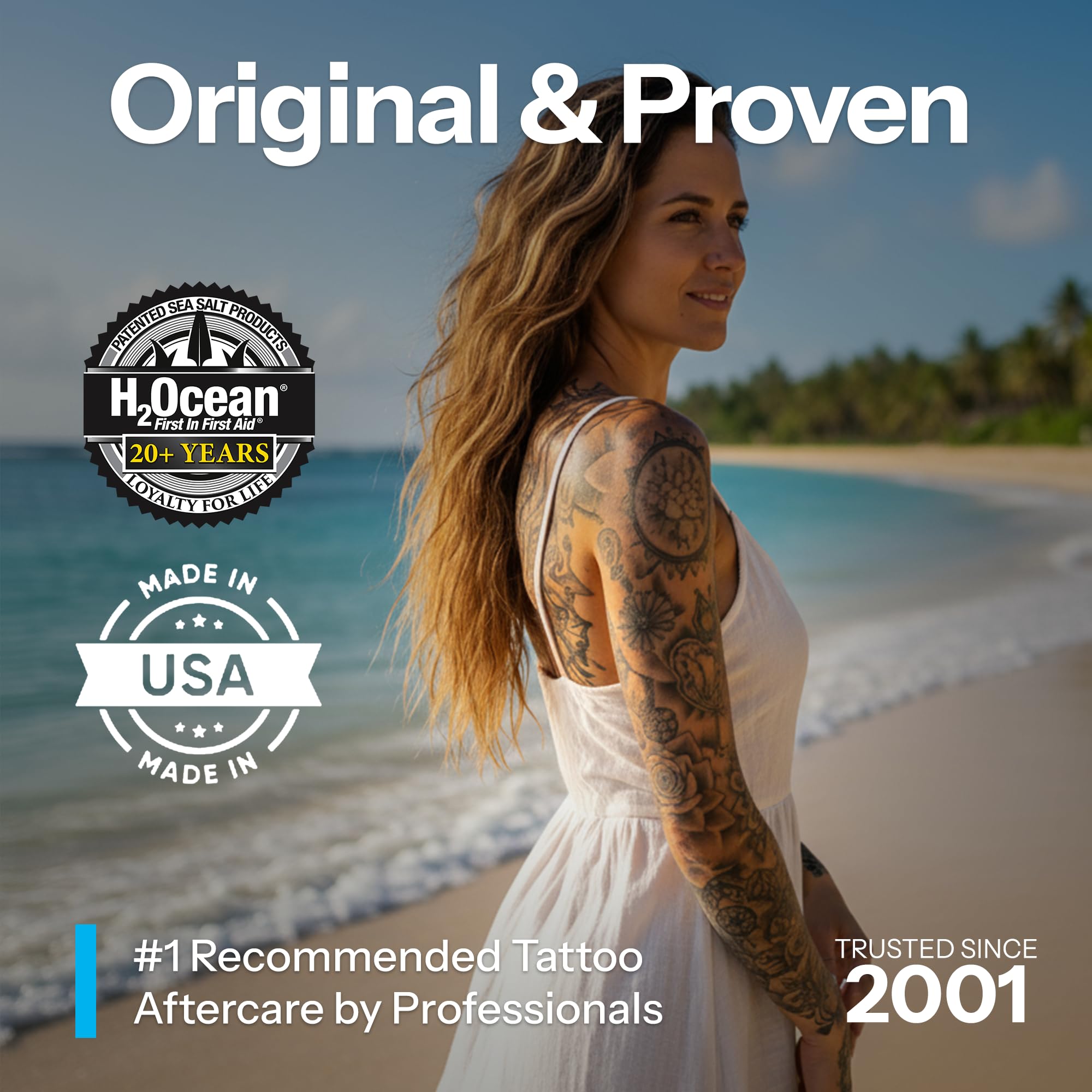 H2Ocean Blue Green Foam Soap – Alcohol-Free Tattoo Aftercare with Aloe Vera (Travel Size 1.7 oz)