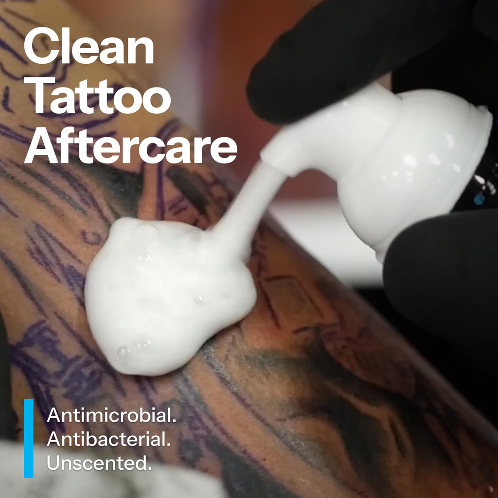 H2Ocean Blue Green Foam Soap – Alcohol-Free Tattoo Aftercare with Aloe Vera (Travel Size 1.7 oz)