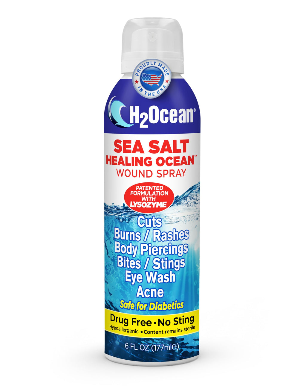Healing Ocean Sea Salt Wound Spray – Natural Piercing & Wound Wash, Red Sea Salt & Lysozyme, 6oz