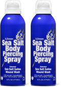 H2Ocean Sea Salt Body Piercing Spray – Vegan, All-Natural Saline Aftercare (6 oz x 2)