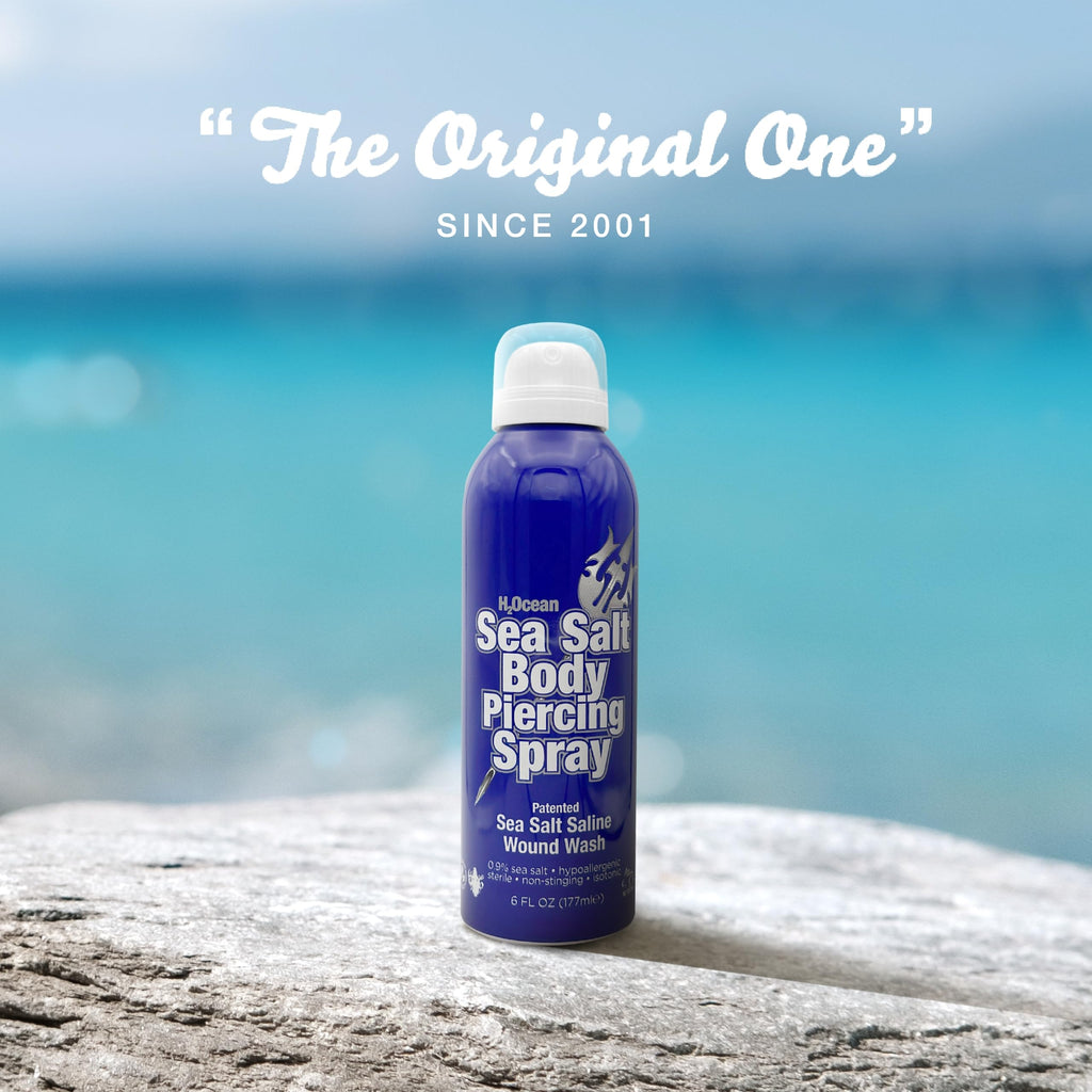 H2Ocean Sea Salt Body Piercing Spray – Vegan, All-Natural Saline Aftercare (6 oz x 2)