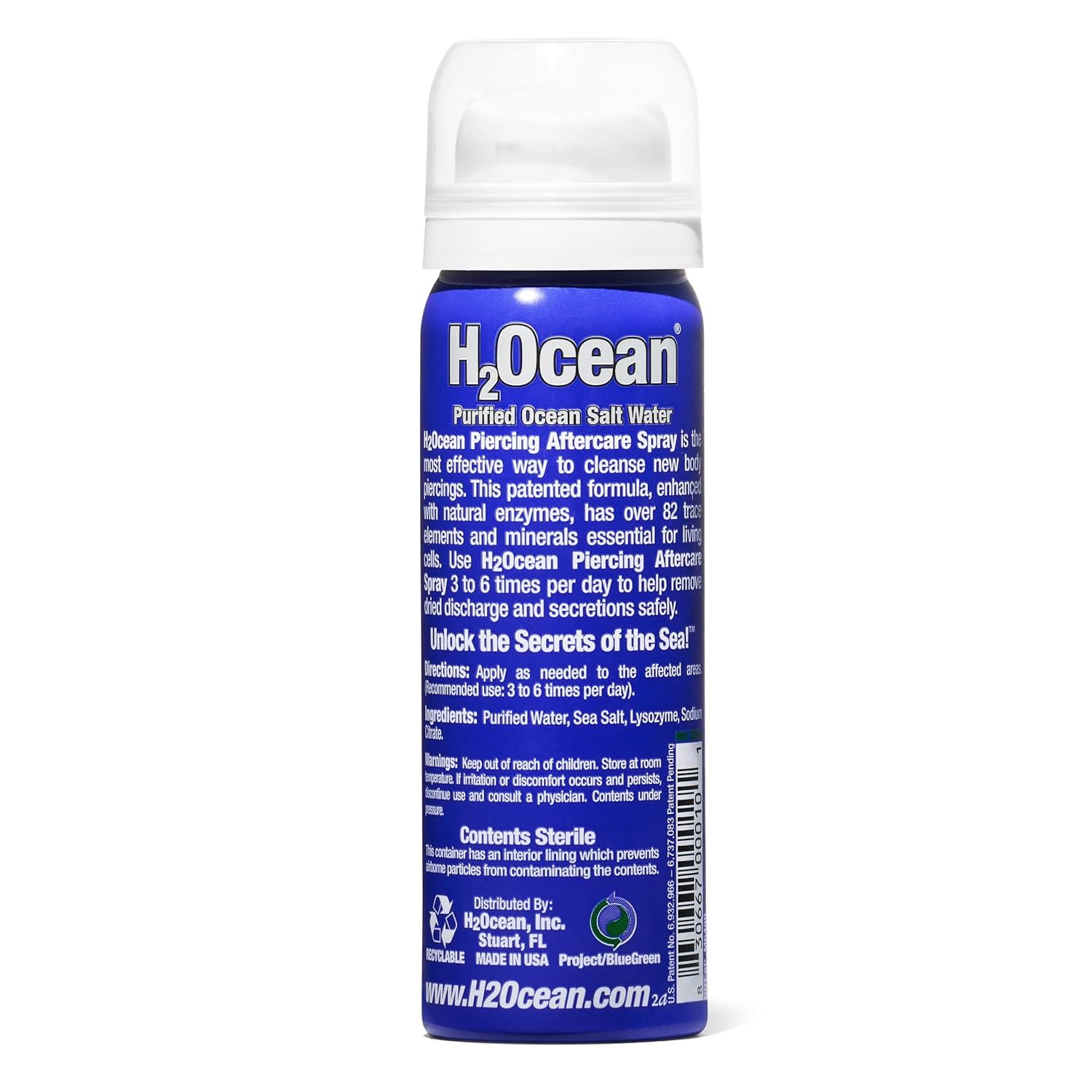 H2Ocean Piercing Aftercare Spray – Sea Salt Healing for Piercings, 1.5 oz (Pack of 2)