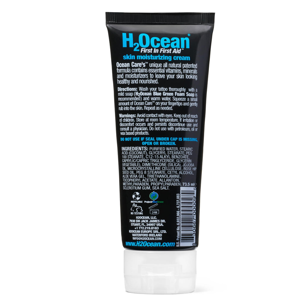 H2Ocean Tattoo Aftercare Lotion – Fragrance & Dye Free, Water-Based Vegan Moisturizer (2.5oz)