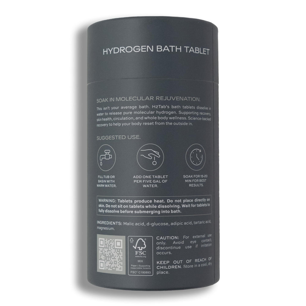 H2TAB Molecular Hydrogen Bath Tablets – 60 Count | Fragrance-Free Magnesium Bath for Muscle Recovery, Skin Hydration & Relaxation