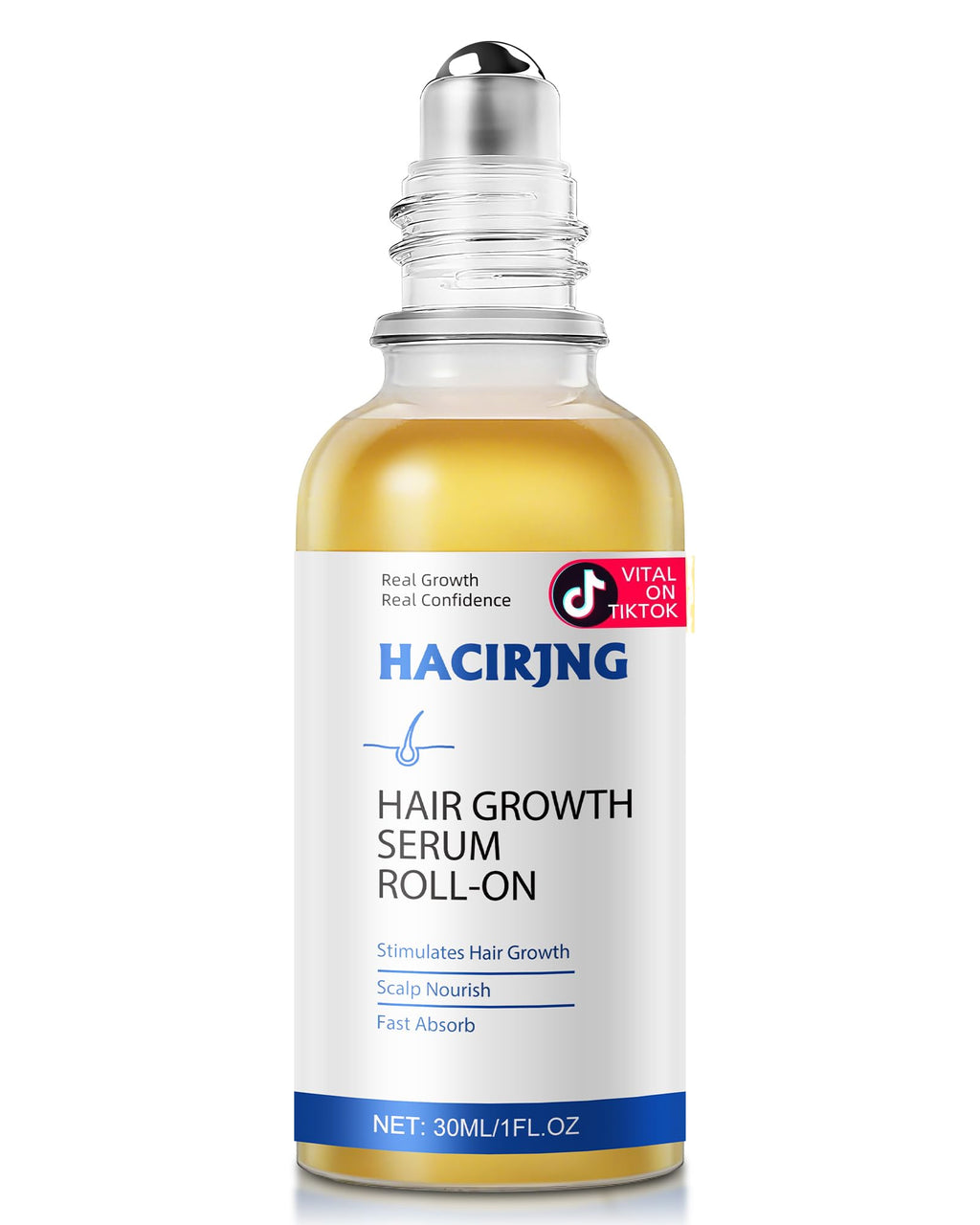 HACIRJNG Hair Growth Serum Roll-On 30ml – 3% Rosemary, 3% Redensyl, 2% Anagain, Niacinamide & Tocopherol | No-Rinse, Non-Greasy