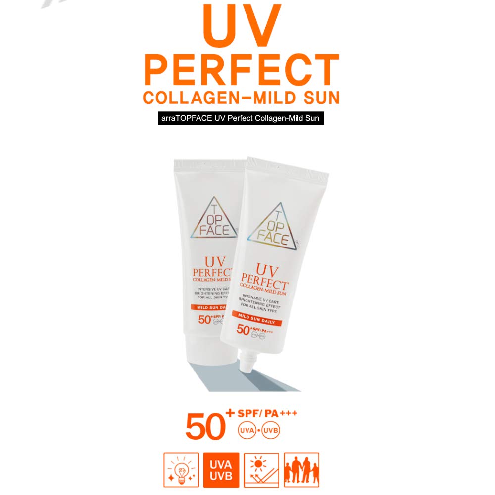 Hackerdom arraTOPFACE UV Perfect Collagen-Mild Sun SPF50+/PA+++ 70ml x2 – Physical Sunscreen for Sensitive Skin