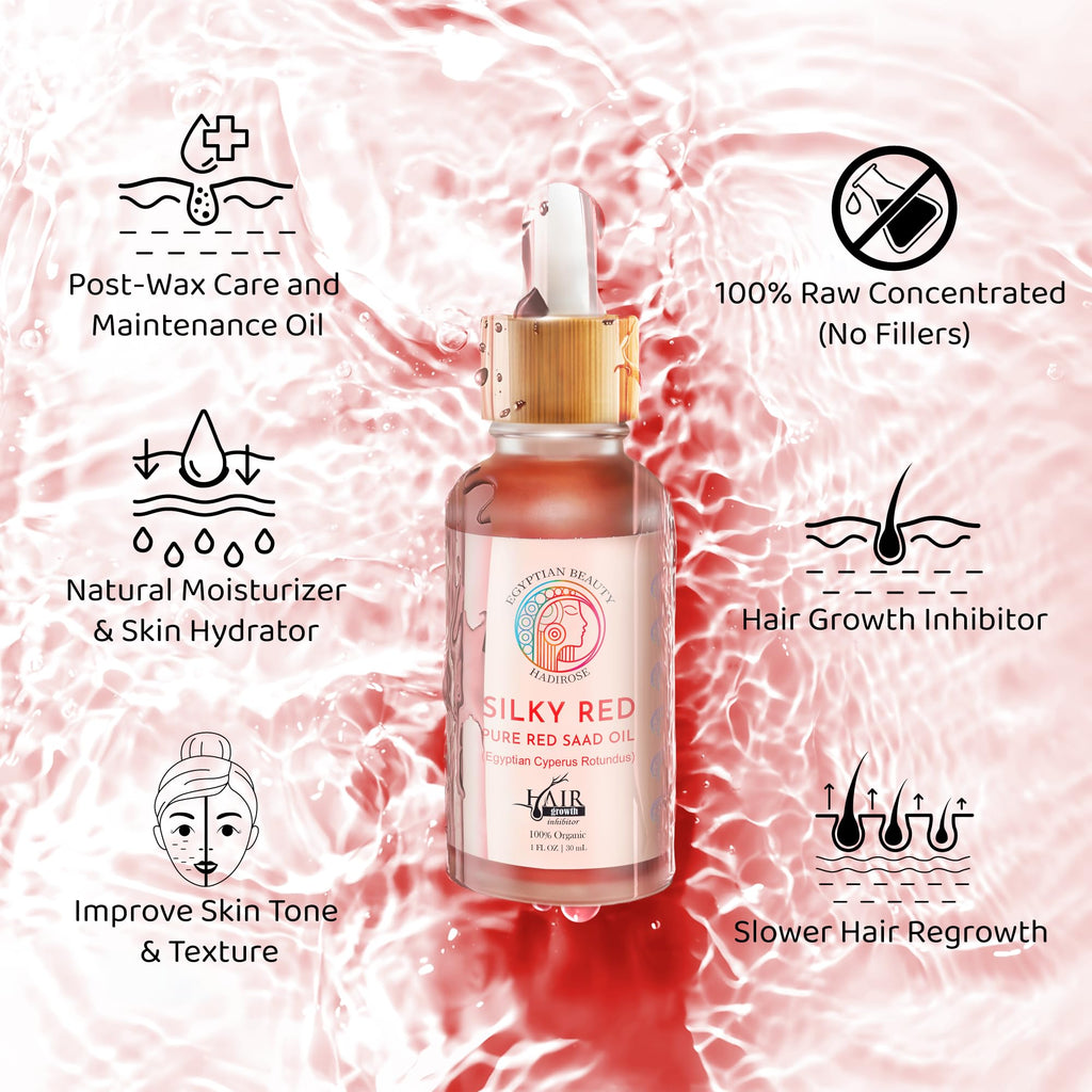 Hadirose 100% Egyptian Cyperus Rotundus Red Saad Oil – All Natural Hair Removal Oil | Made in USA