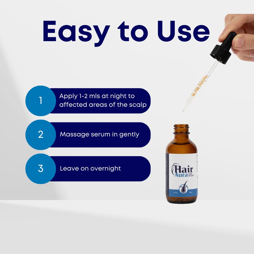 Hair Aura Topical Melatonin for Hair Loss – Biotin & Ginkgo Biloba Serum | Paraben & Gluten Free | 2oz