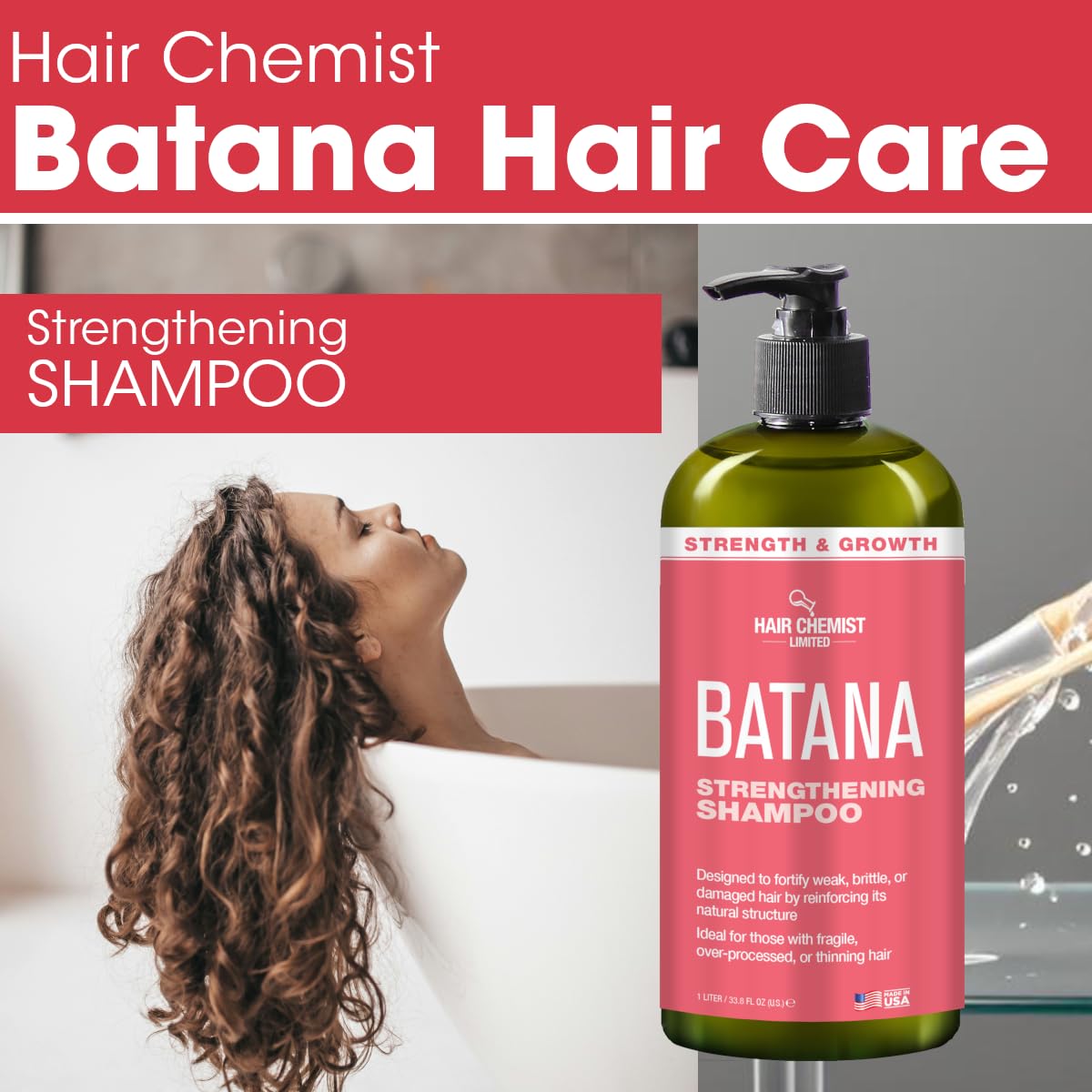 Hair Chemist Batana Strengthening Shampoo 33.8 oz | Strengthen & Nourish Hair