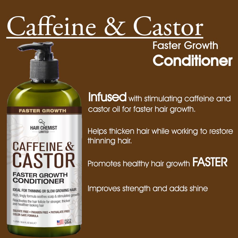 Hair Chemist Caffeine & Castor Faster Growth Conditioner 33.8 oz | Hydrating Hair Conditioner