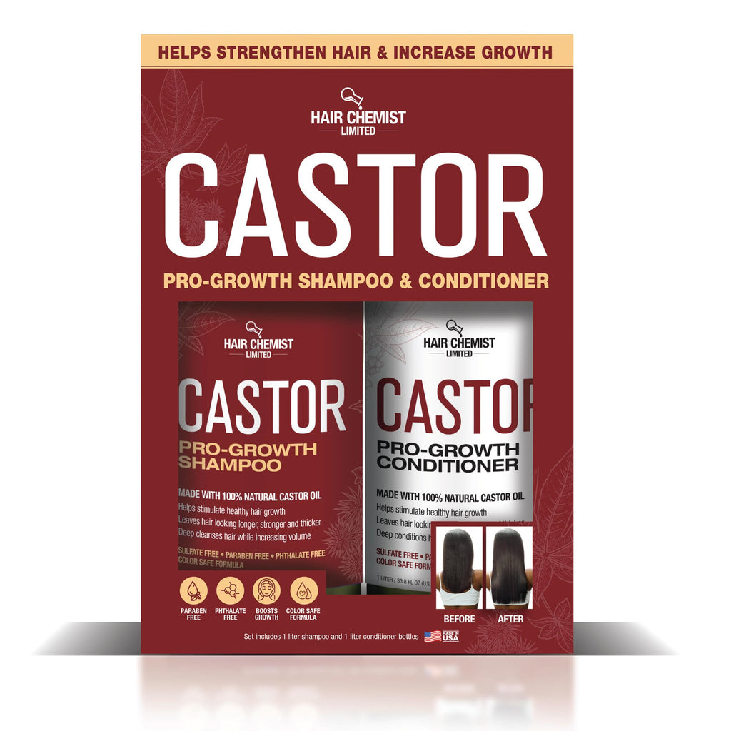 Hair Chemist Castor Pro-Growth 2-Piece Gift Set – 33.8 oz Shampoo & 33.8 oz Conditioner | Sulfate Free, Made in USA