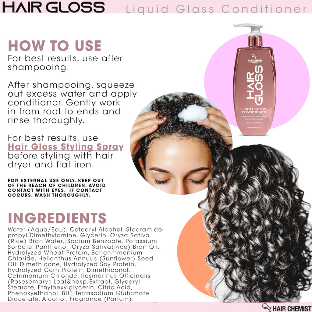 Hair Chemist Hair Gloss Liquid Glass Conditioner 33.8 oz – Frizz Control & Shine