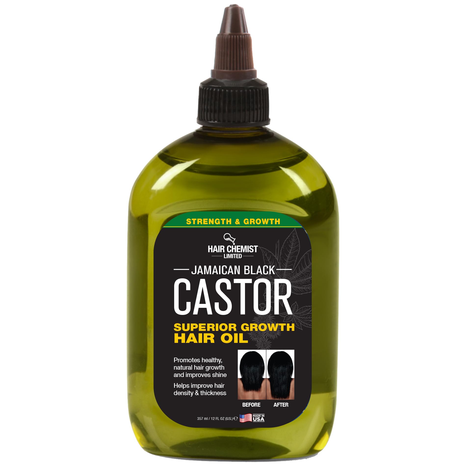 Hair Chemist Superior Growth Jamaican Black Castor Hair Oil 12 oz - Nourish, Strengthen & Support Natural Hair Growth