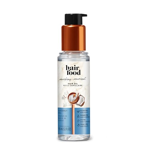 Hair Food Coconut Sulfate Free Hair Oil – Dye Free, Smoothing & Nourishing Treatment, 3.2 fl oz