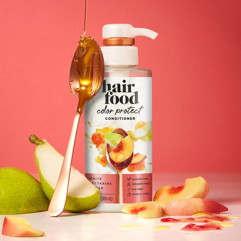 Hair Food White Nectarine & Pear Color Protect Conditioner – 10.1 fl oz for Color-Treated Hair