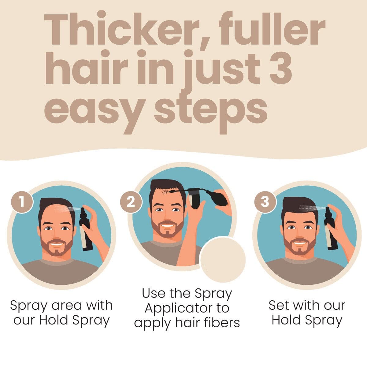 Hair Illusion Combo Kit – Hold Spray, 38g Hair Fibers, Applicator & Hairline Optimizer (Brown)
