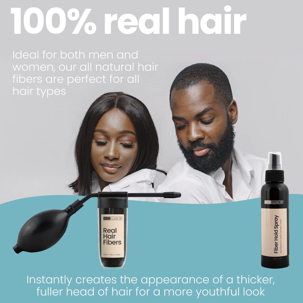 Hair Illusion Combo Kit – Hold Spray, 38g Fiber Bottle & Hairline Optimizer (Black)