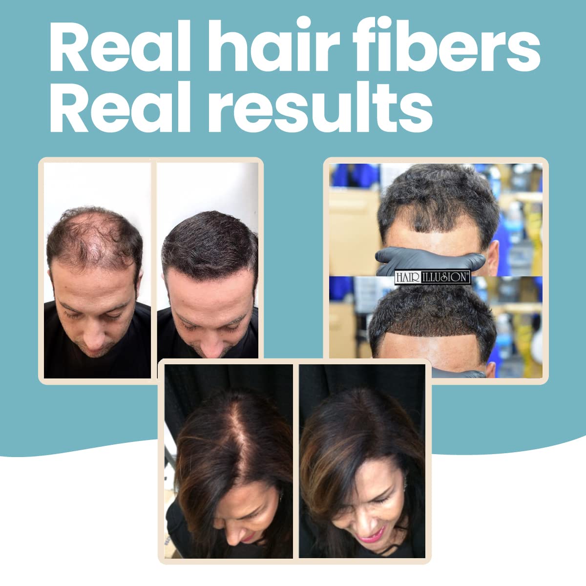 Hair Illusion Dark Brown Real Hair Fibers – 38g, Natural, Non-Synthetic for Thinning Hair