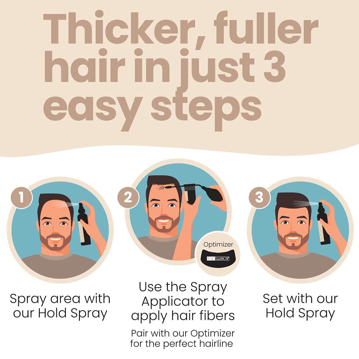 Hair Illusion Black Real Hair Fibers for Thinning Hair – 38g, 100% Natural, Non-Synthetic Concealer for Women & Men