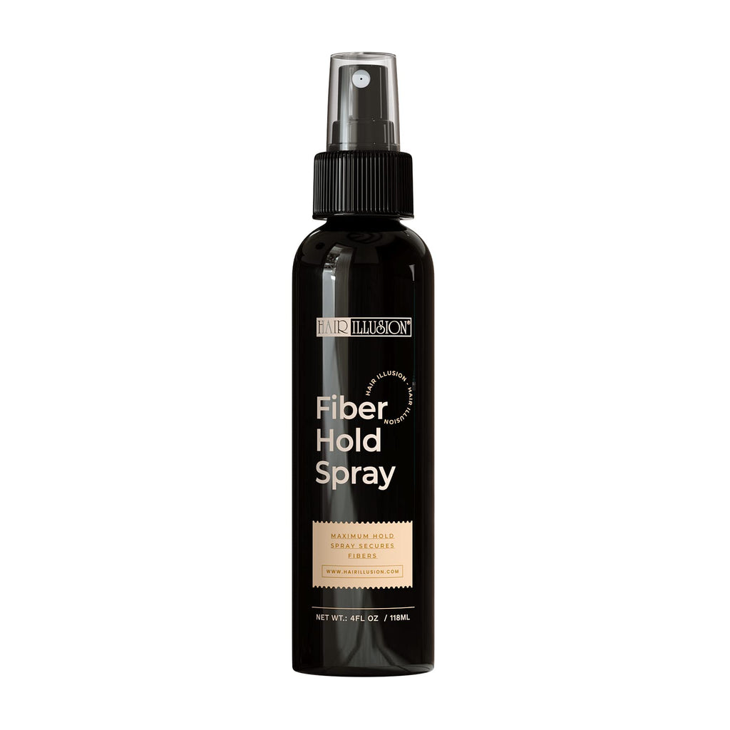 Hair Illusion Brown Real Hair Fibers & Fiber Holding Spray Bundle – 100% Real Hair, Natural Coverage (38 g)