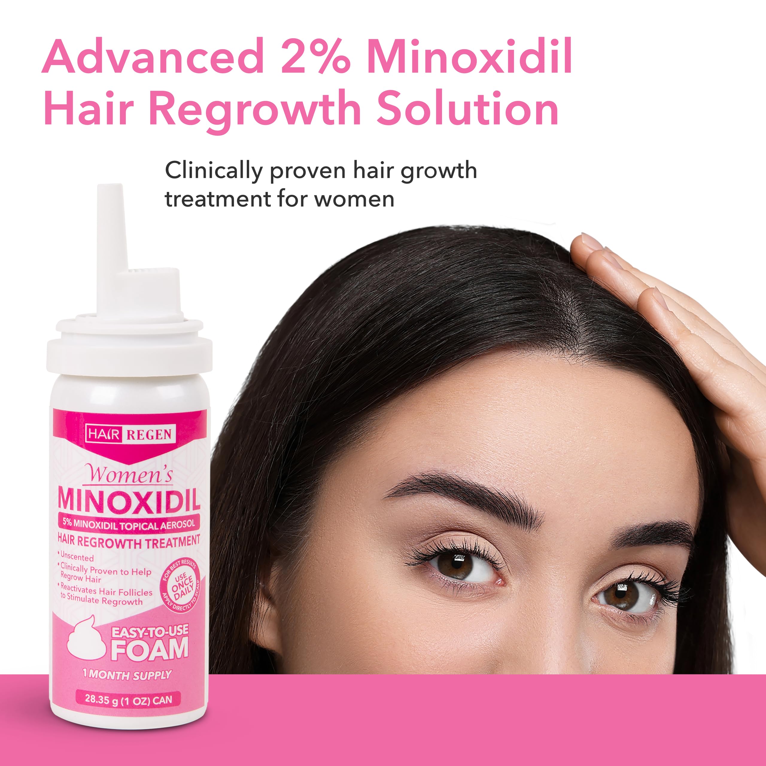 Hair Regen Minoxidil Foam for Women 5% – 6 Month Supply