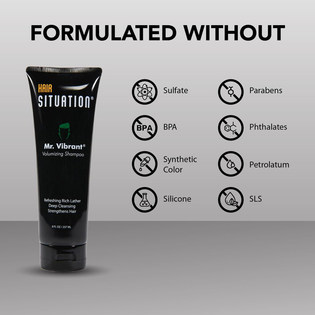 Hair Situation Mr. Cool Wet Look Gel — Strong Hold, High Shine, Alcohol-Free; Mr. Vibrant Volumizing Shampoo for Thinning Hair