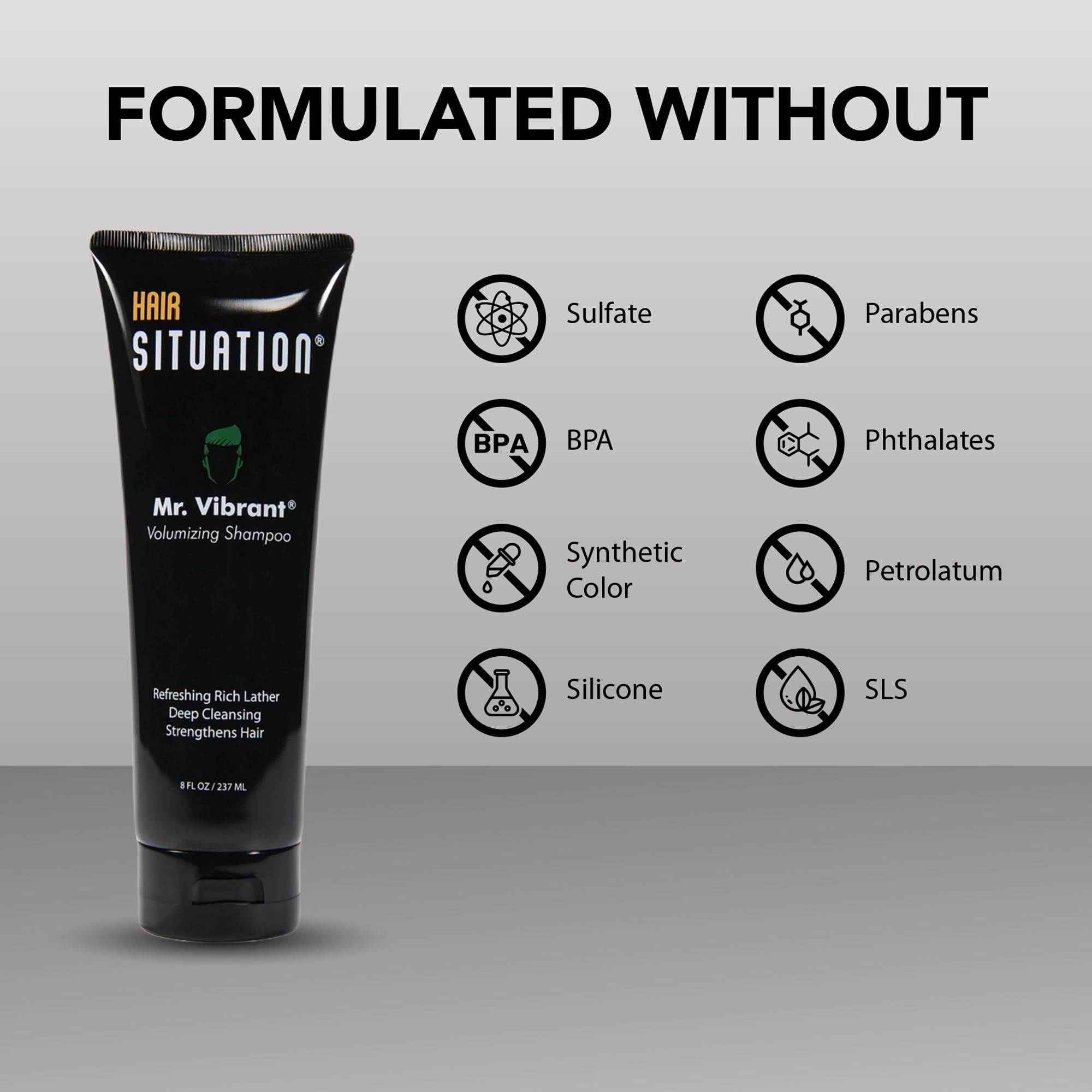 Hair Situation Mr. Cool Wet Look Gel — Strong Hold, High Shine, Alcohol-Free; Mr. Vibrant Volumizing Shampoo for Thinning Hair