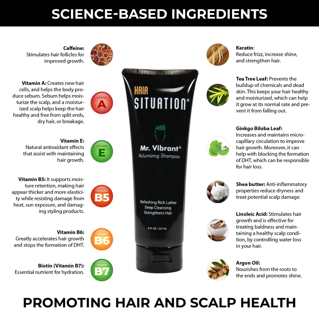 Hair Situation Mr. Cool Wet Look Gel — Strong Hold, High Shine, Alcohol-Free; Mr. Vibrant Volumizing Shampoo for Thinning Hair