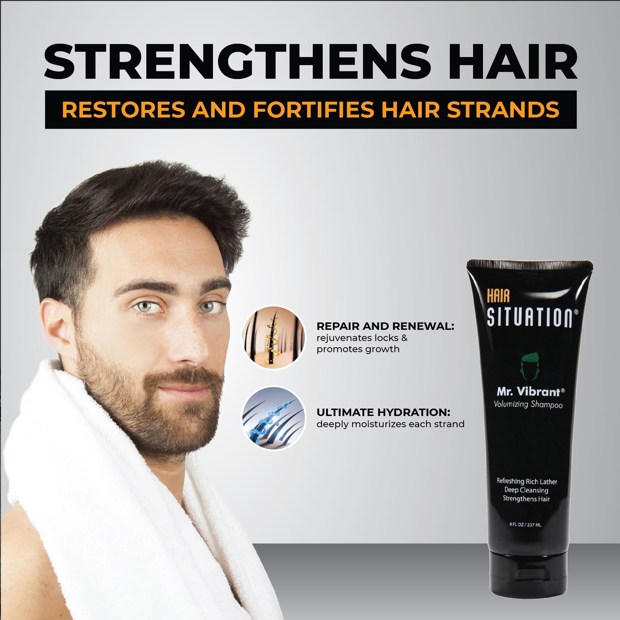 Hair Situation Mr. Cool Wet Look Gel — Strong Hold, High Shine, Alcohol-Free; Mr. Vibrant Volumizing Shampoo for Thinning Hair
