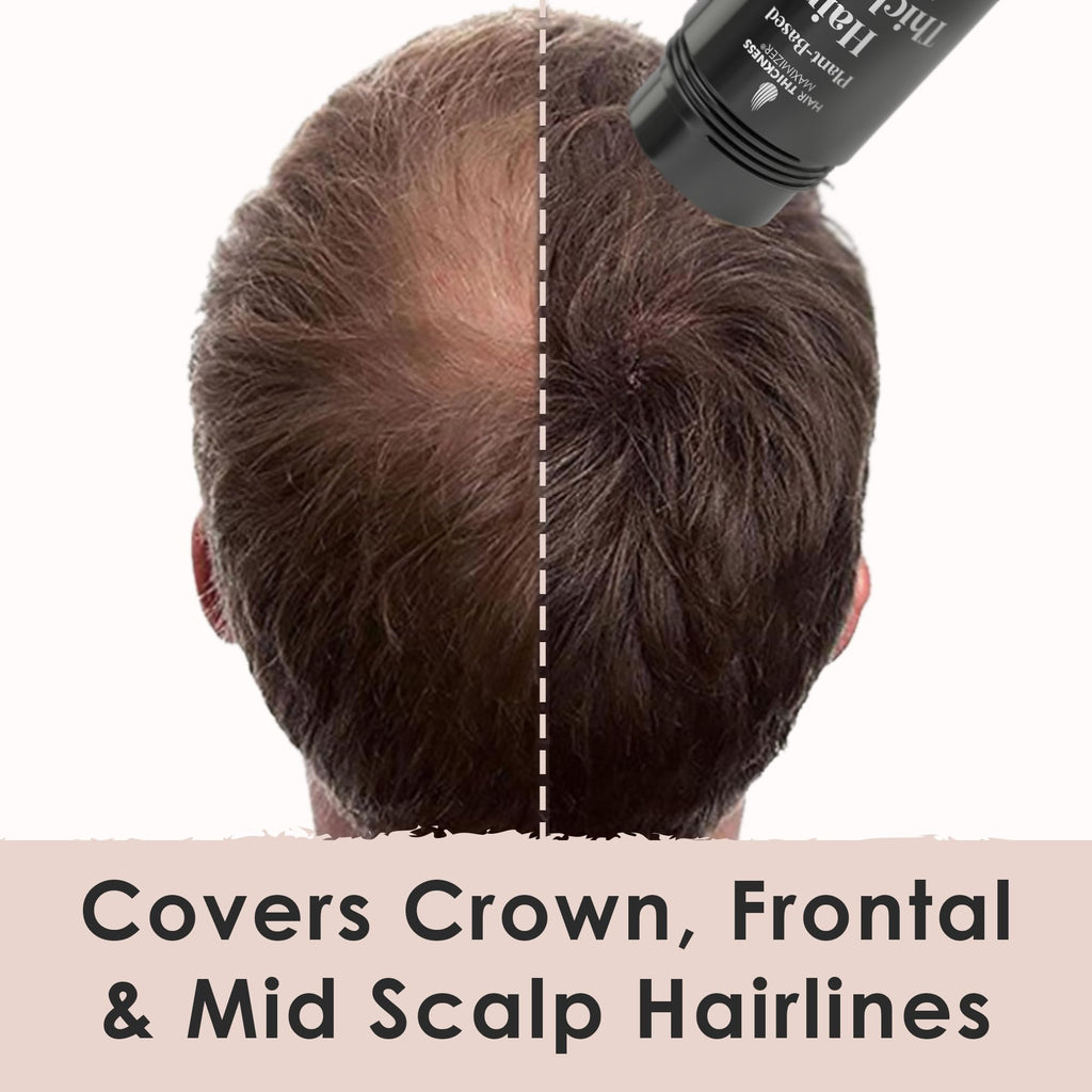 Hair Fibers for Thinning Hair | Plant-Based, Non-Itchy Coverage (Dark Brown) | Hair Thickness Maximizer