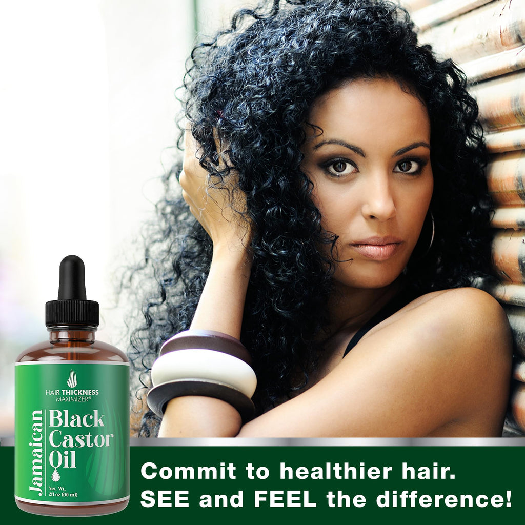 Hair Thickness Maximizer Jamaican Black Castor Oil for Hair Growth – Vegan & Unscented 2oz Serum (Pack of 2)