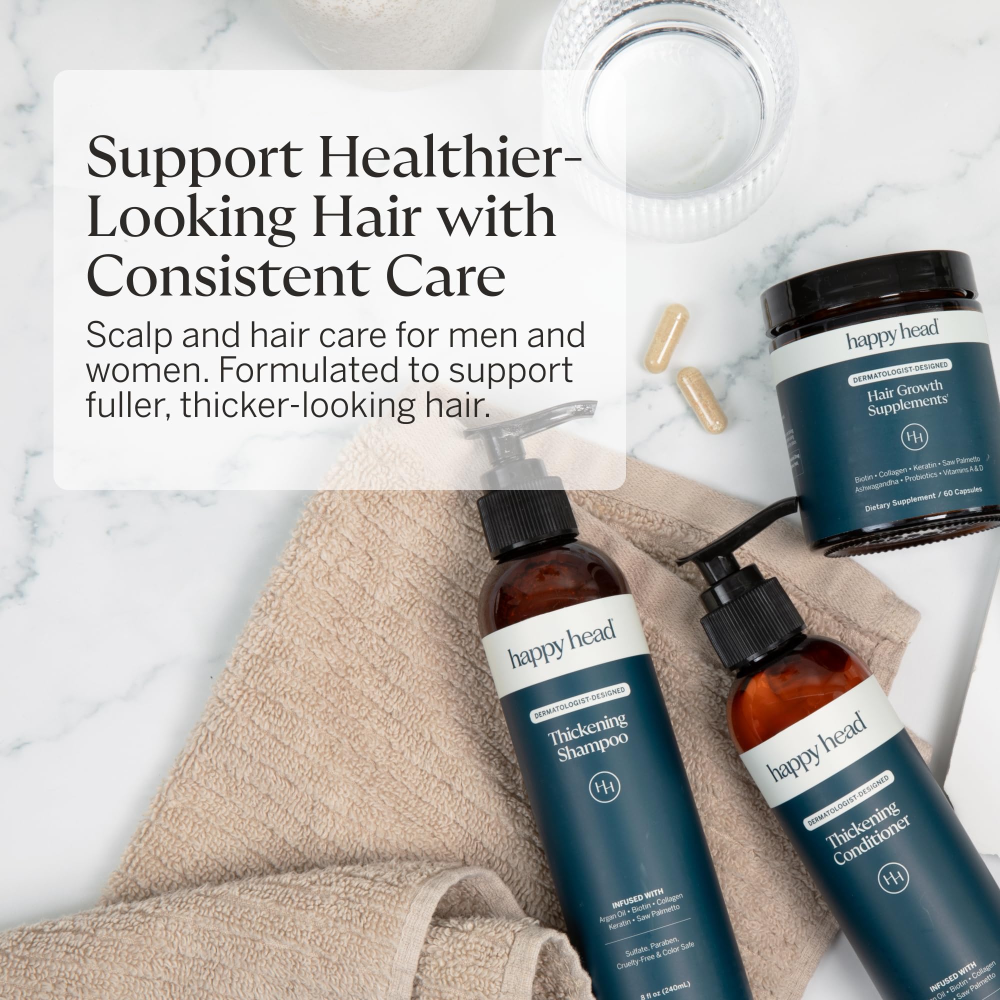 Happy Head Shampoo & Conditioner Set — Biotin, Argan Oil, Collagen & Keratin