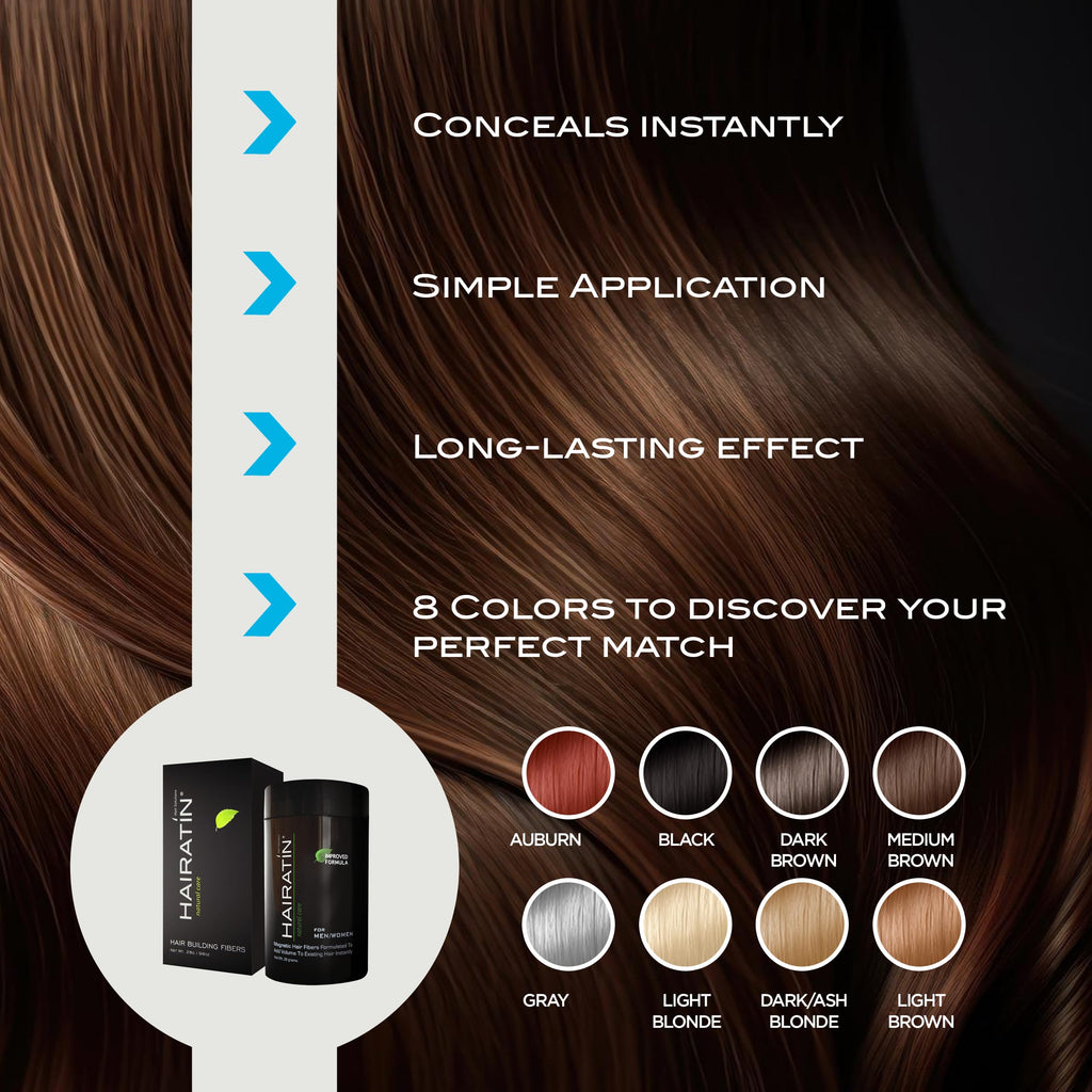 HAIRATIN Building Fibers for Thinning Hair – Medium Brown, 28G | Instant Fuller Look