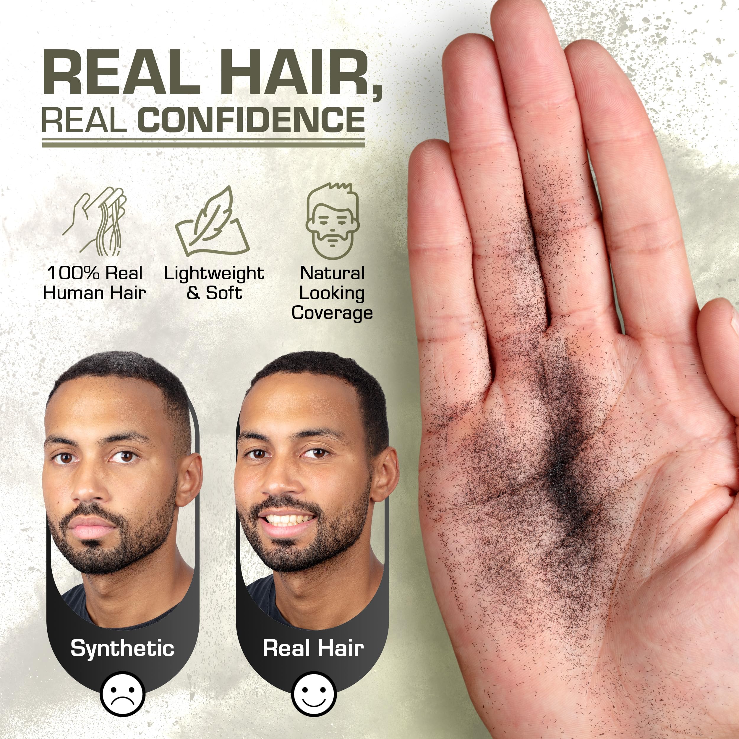 HAIRFUSION Hair Fibers for Thinning Hair - Real Human Hair, Jet Black, 0.42 oz, Root Touch Up & Volumizer