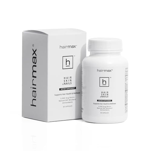Hairmax Hair, Skin and Nails Dietary Supplement – 2500mcg Biotin, DHT Blocker, MSM, Antioxidants, 60 Capsules