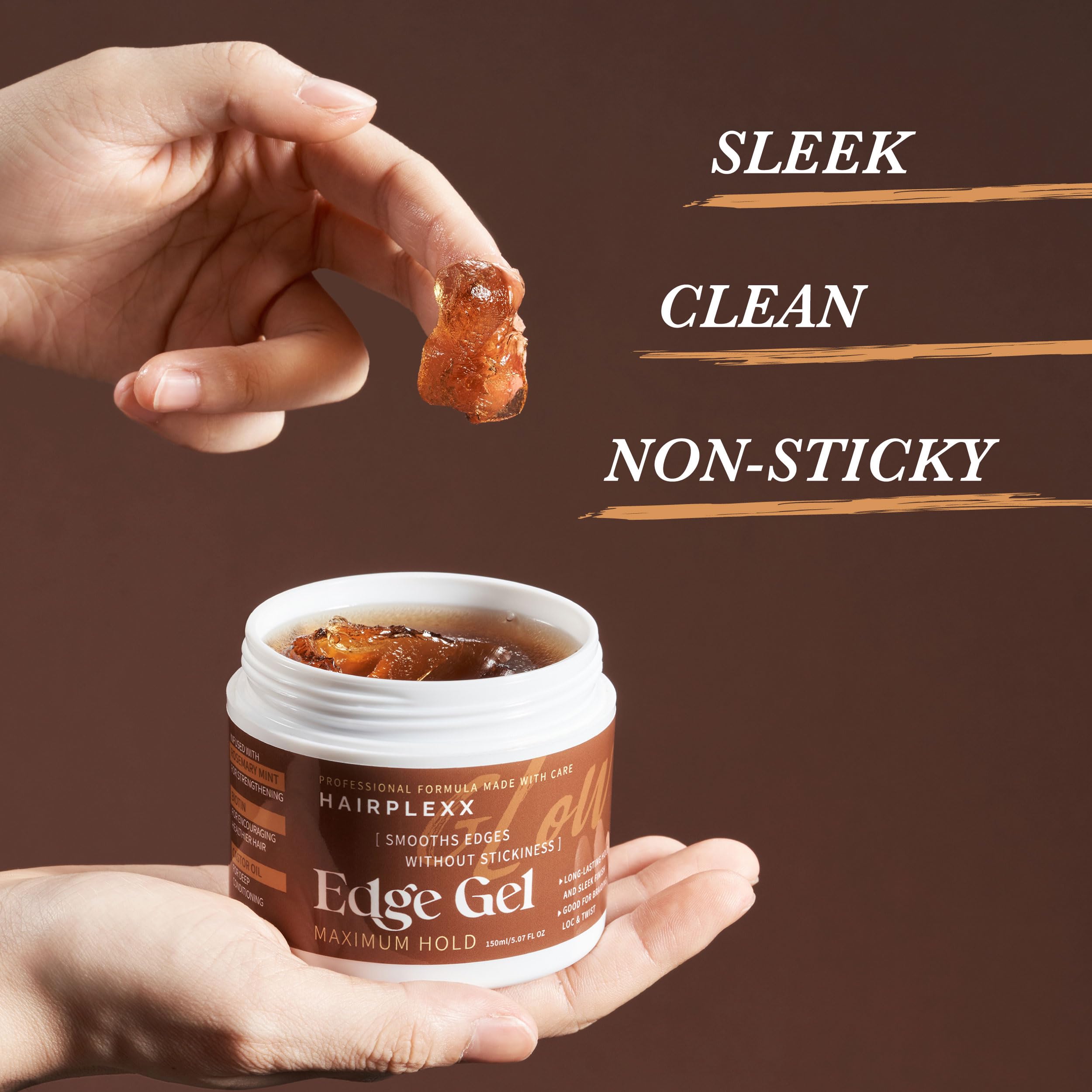 Hairplexx Glow Edge Control Gel – Maximum Hold, Non-Sticky Finish, Rosemary Mint, Biotin & Castor Oil