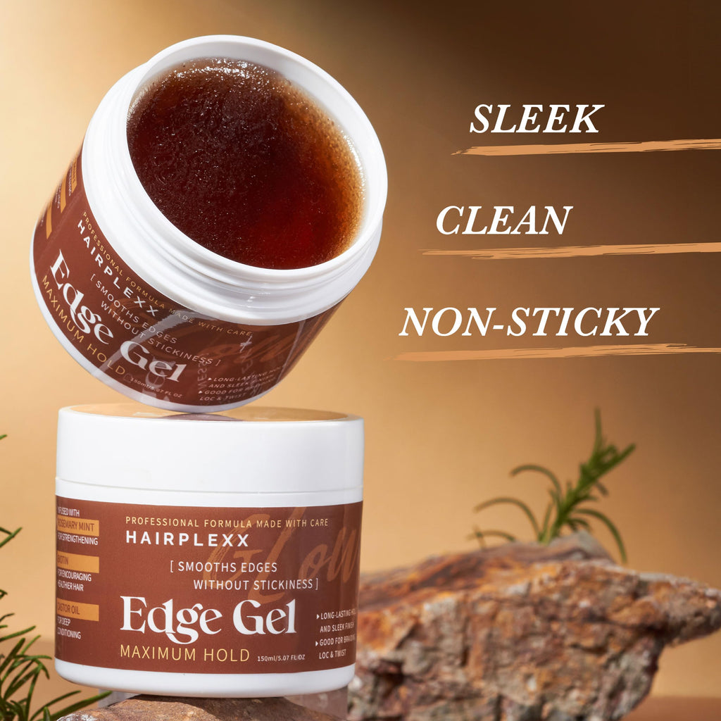 Hairplexx Glow Edge Control Gel – Maximum Hold, Non-Sticky Finish, Rosemary Mint, Biotin & Castor Oil