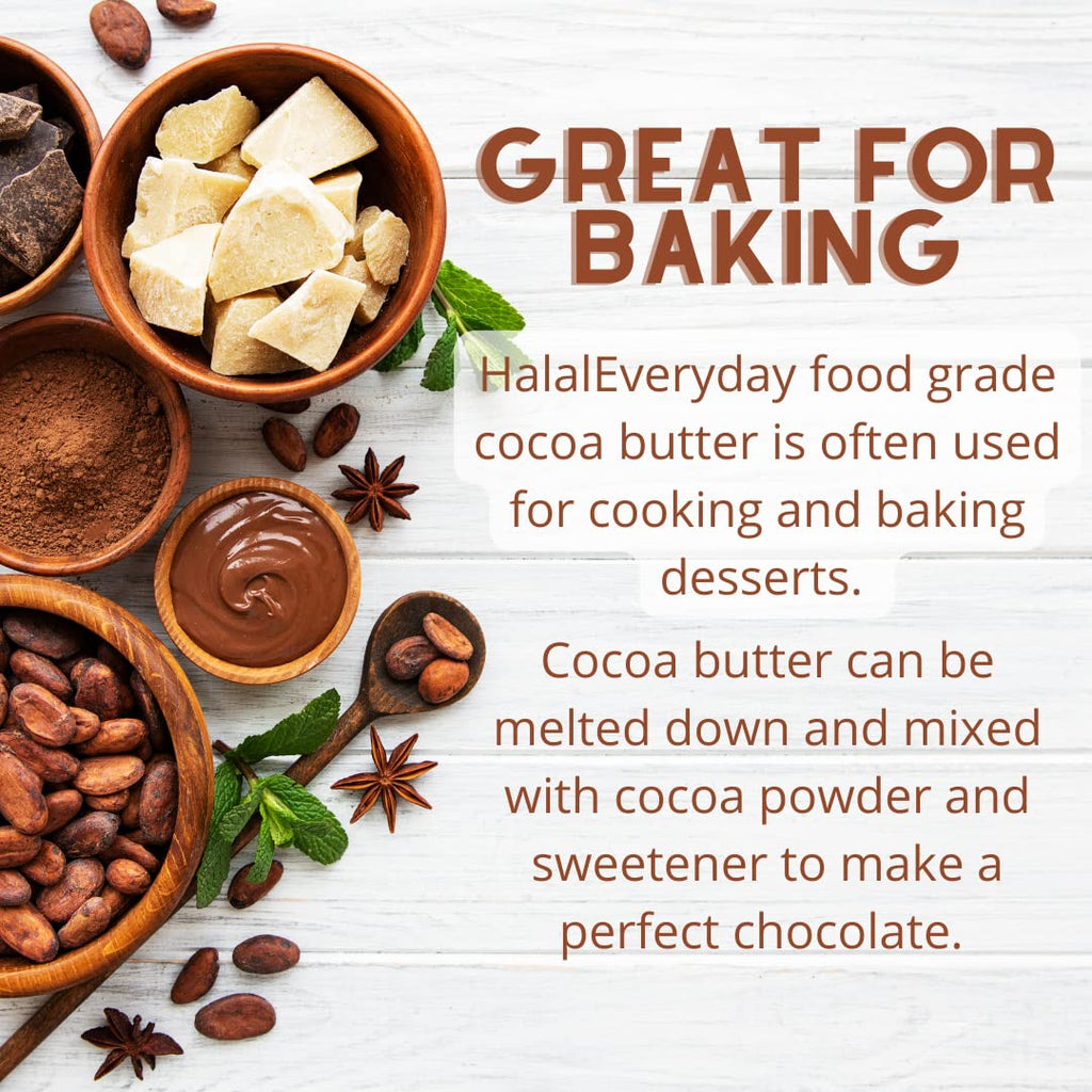 HalalEveryDay 1 Lb Ecuador Cocoa Butter — Pure, Raw & Unprocessed