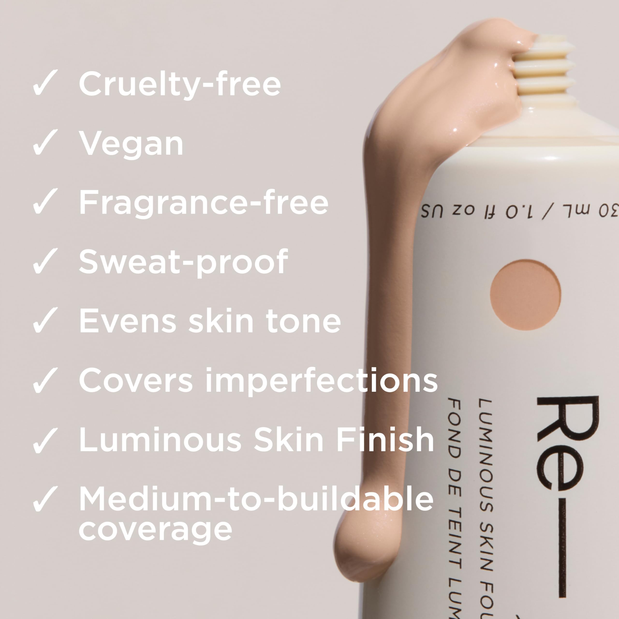 HALEYS Re-form Luminous Skin Foundation 6.5 | Vegan, Cruelty-Free, All-Day Wear