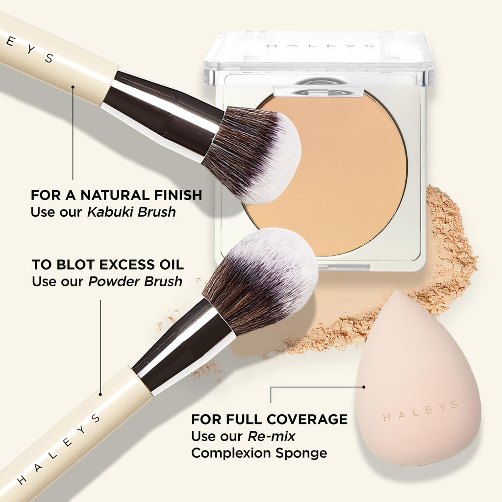 HALEYS Re-cover Pressed Powder Foundation — Medium-to-Full Coverage, Oil Control, Soft Matte Finish, Shade 4.25