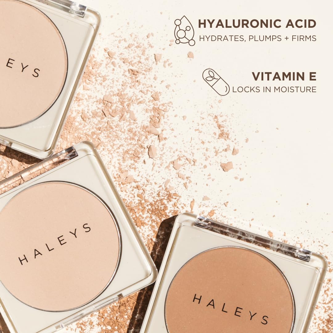 HALEYS Re-cover Pressed Powder Foundation – Medium to Full Coverage, Oil Control, Soft Matte Finish, Shade 3.25