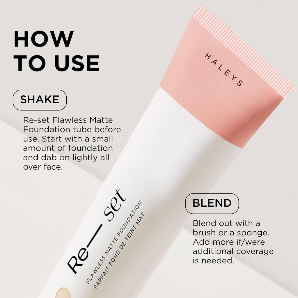 HALEYS Re-set Full Coverage Matte Foundation (2.5) – Vegan, Cruelty-Free, Oil-Free, Long-Wear for Sensitive & Acne-Prone Skin