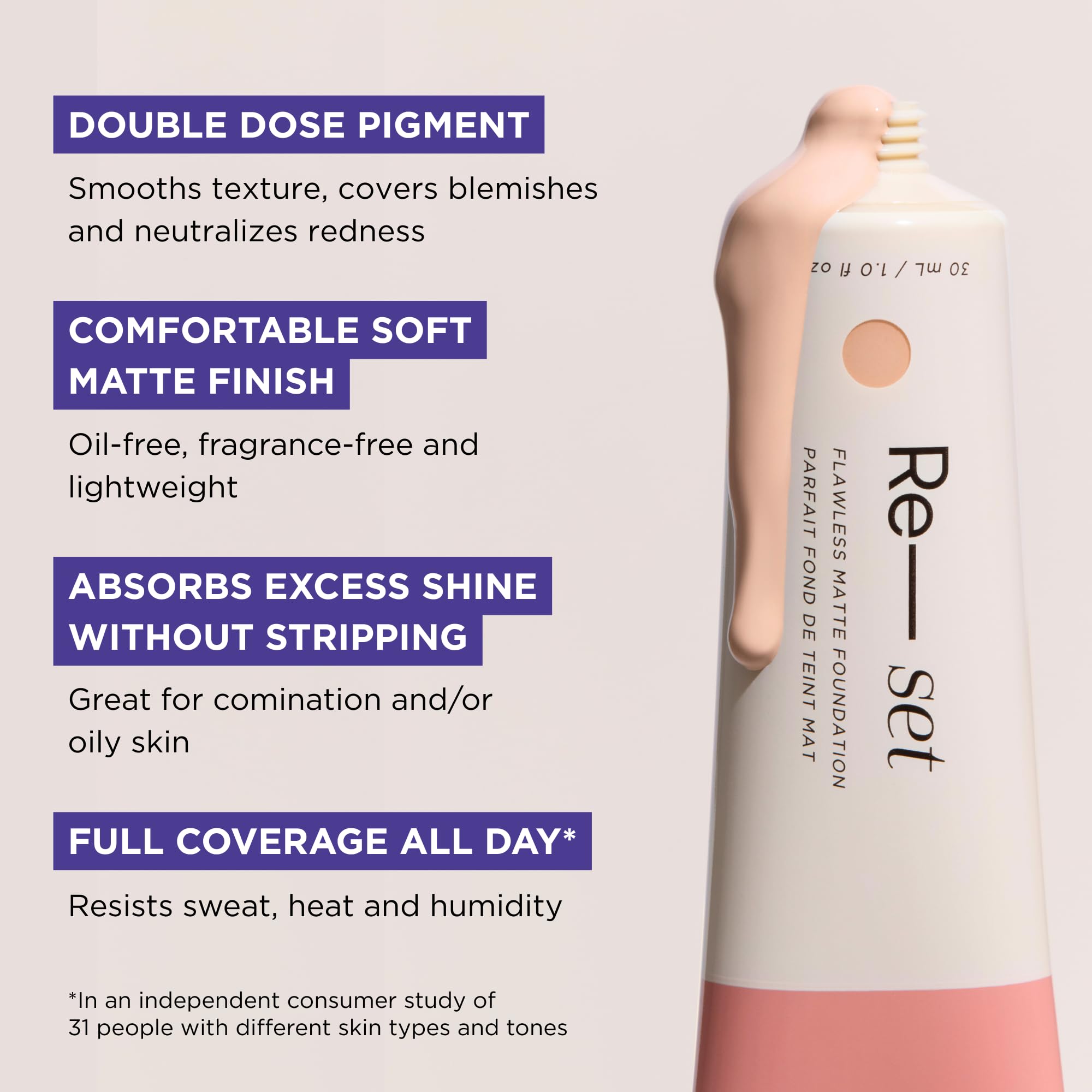 HALEYS Re-set Full Coverage Matte Foundation (2.5) – Vegan, Cruelty-Free, Oil-Free, Long-Wear for Sensitive & Acne-Prone Skin