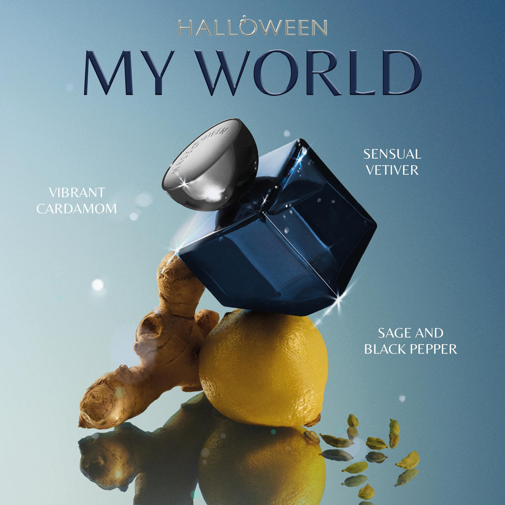 Halloween My World Eau de Parfum for Men – Woody, Aromatic & Spicy | Cardamom, Sage & Vetiver | 1.7 Fl Oz