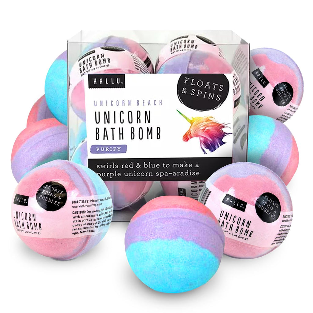 Hallu Unicorn Bath Bomb – Mango Peach & Vanilla, 140 g, 8-pack