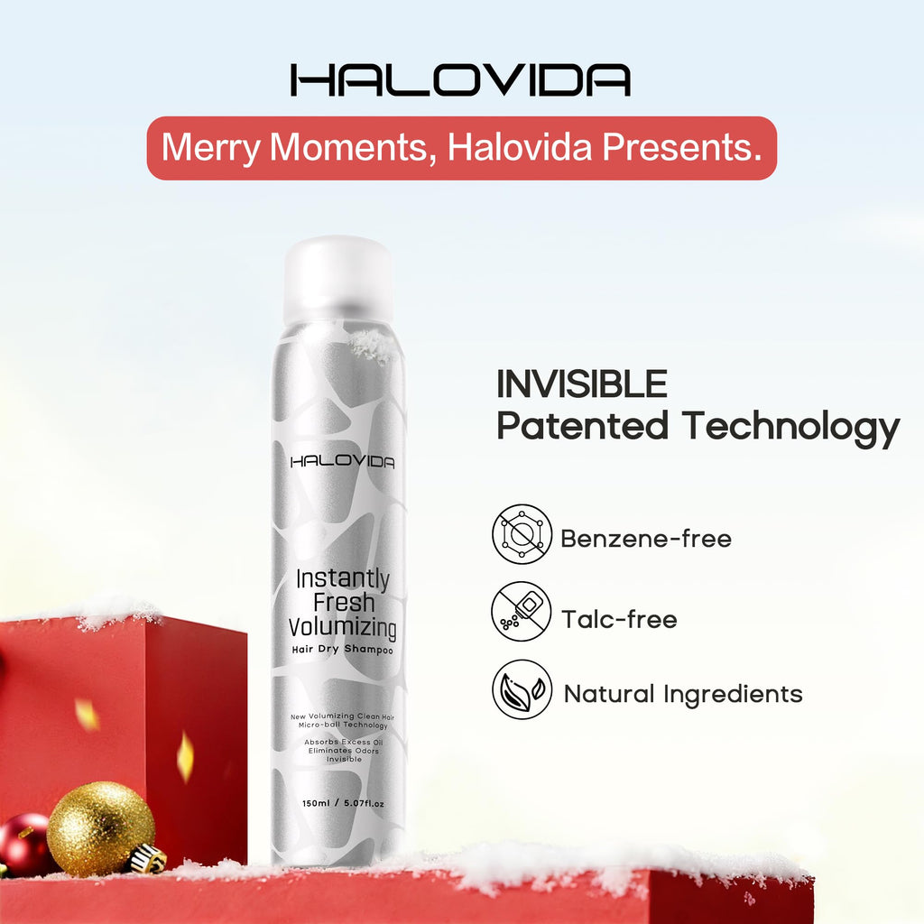 HALOVIDA Dry Shampoo for Women – Invisible Finish, No White Residue, Oil Control & Volume (2 x 5.07 Fl Oz)